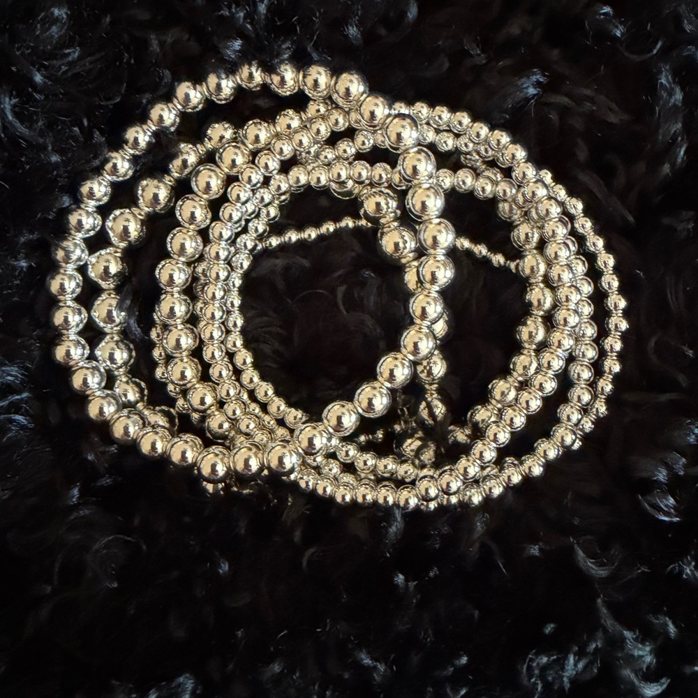 Elegant Silver Beaded set of 7 Bracelets